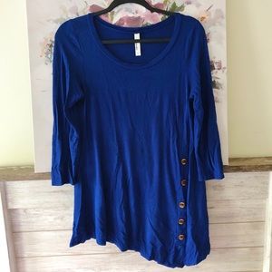 Blue Top with Side Buttons